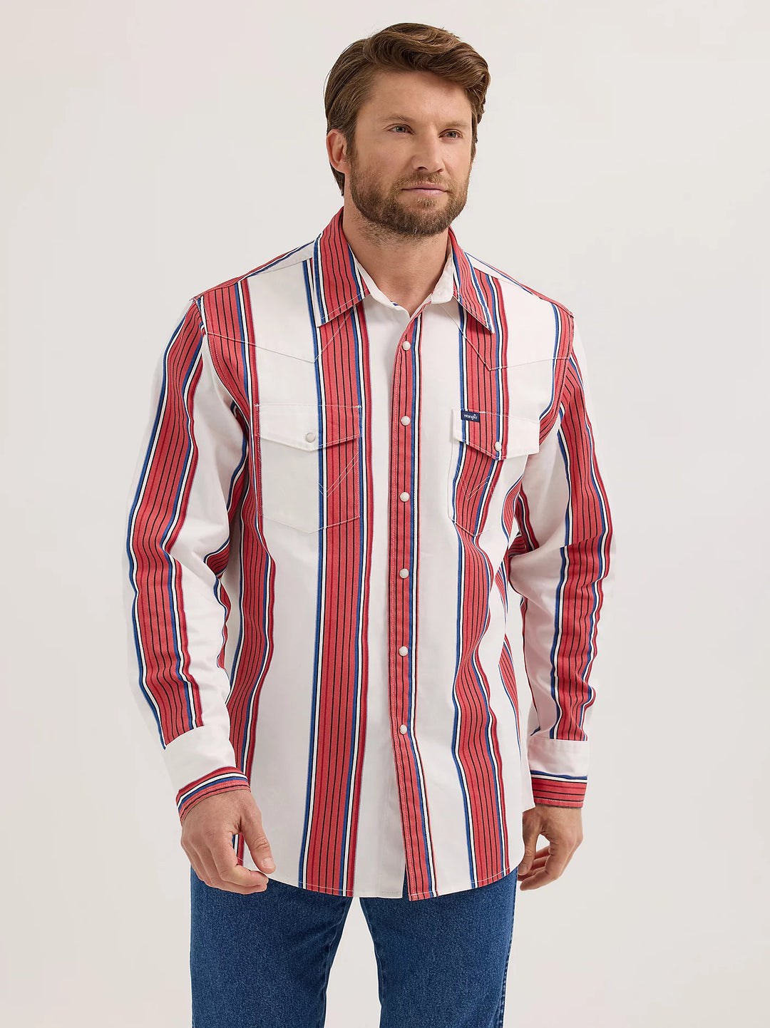 Wrangler | Vintage Brushpopper Cherry Stripe Western LS Shirt