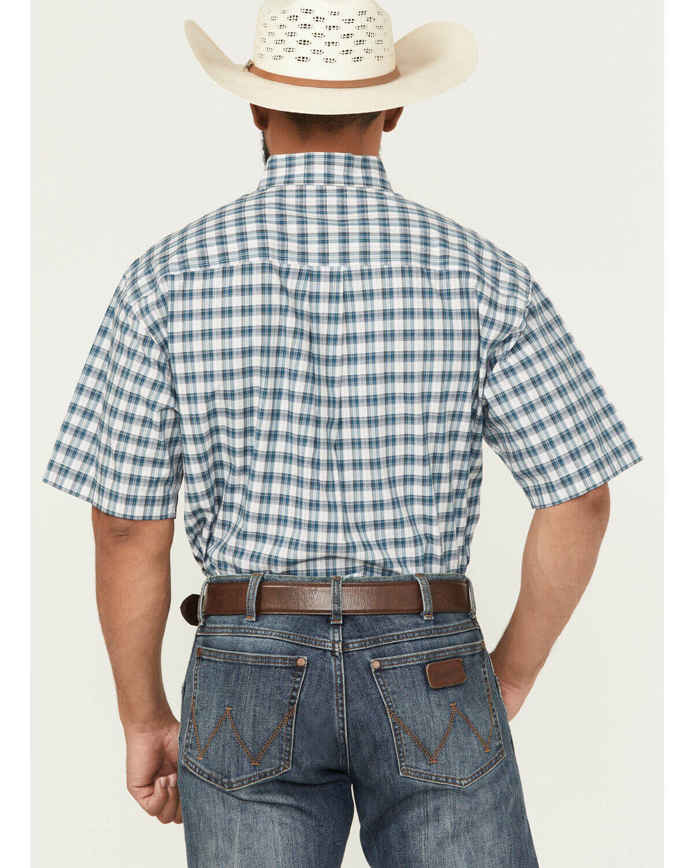 Cinch | Green/White Plaid SS Shirt Back View