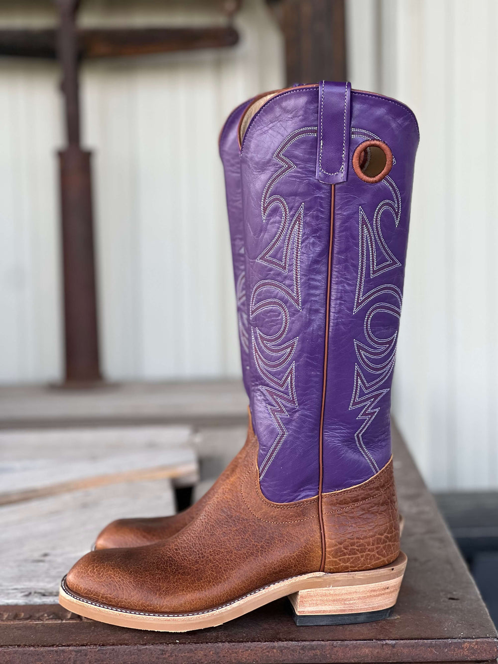 Side View Olathe Boot Co. | Cognac Tuscan Tall Top Boot