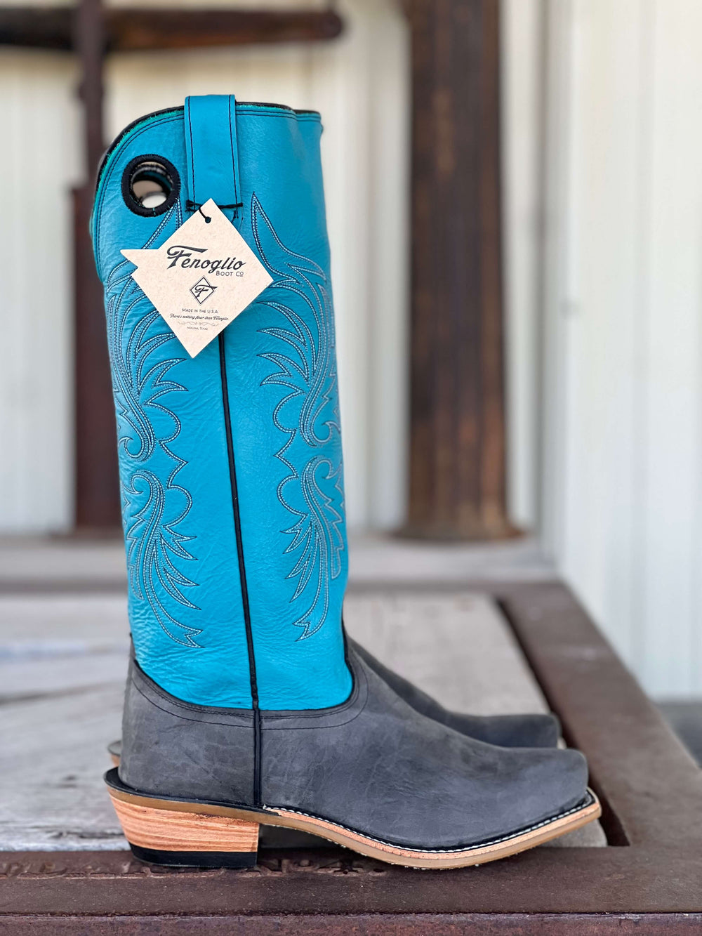 Side View Fenoglio Boot Co. | Black Rugged Bullhide Tall Top Boot