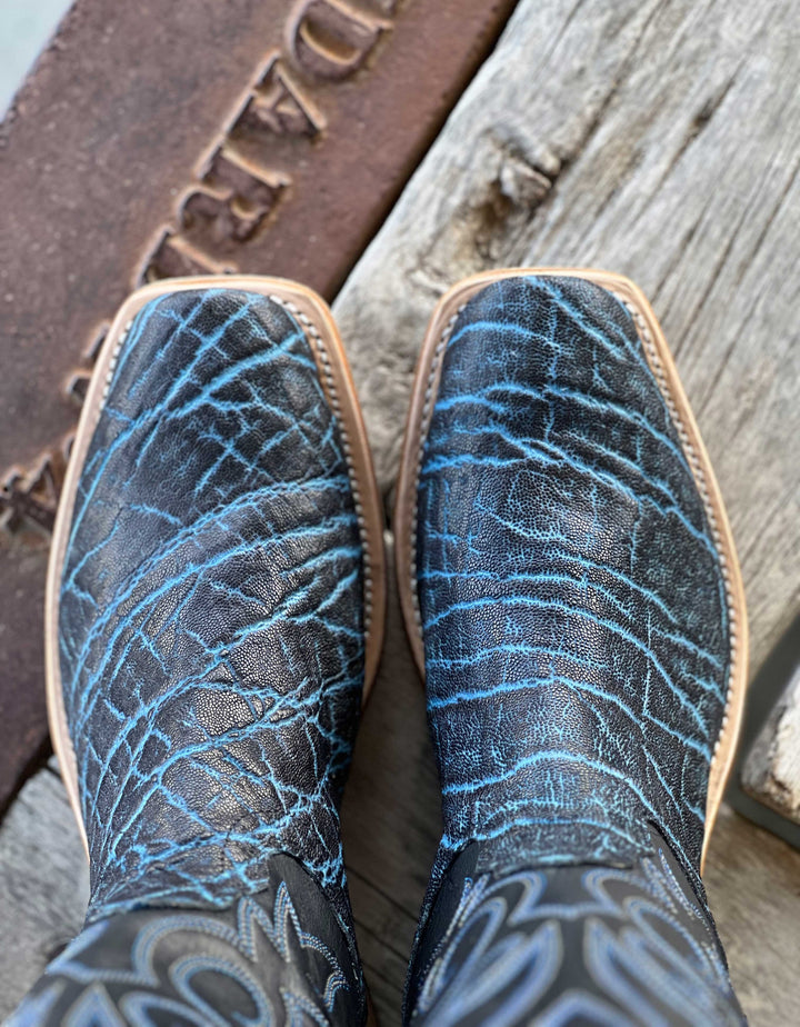 Toe View Fenoglio Boot Co. | Vintage Denim Elephant Boot