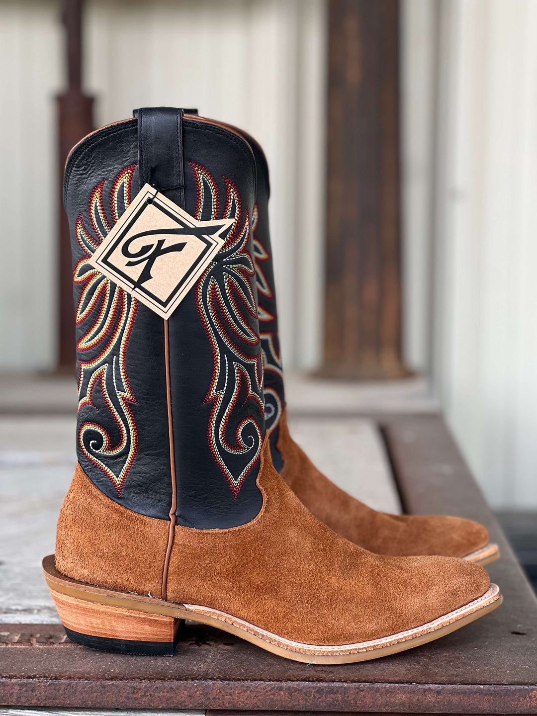 Side View Fenoglio Boot Co. | Red Brown Roughout Boot