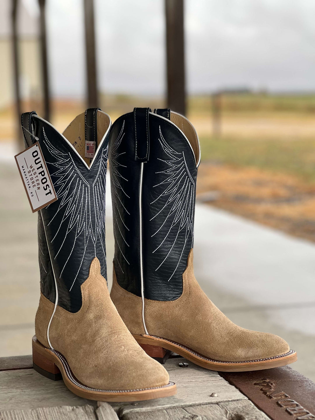 Anderson Bean | Tan Crazyhorse Roughout Roper Toe Boot