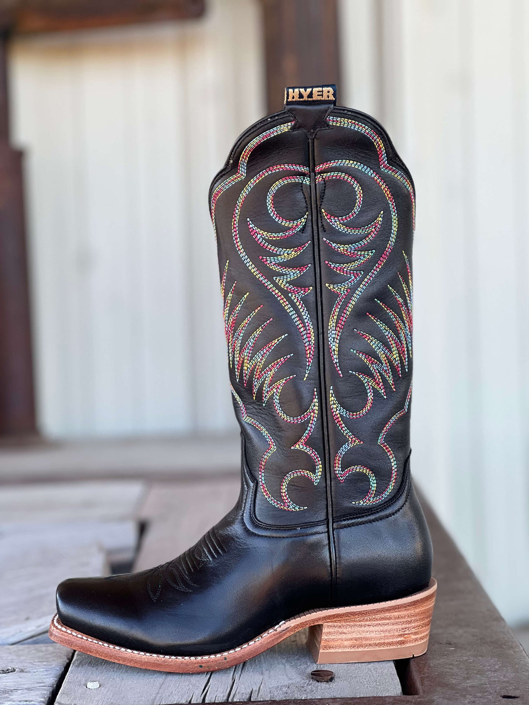 HYER Boot Co. | Leawood Black Top-Shelf Cowhide Boot | Side View