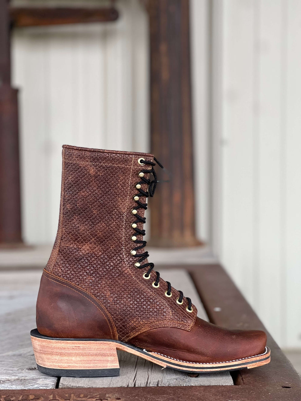 Olathe Boot Co.  | Saddle Elk Butt Lacer Boot | Side View