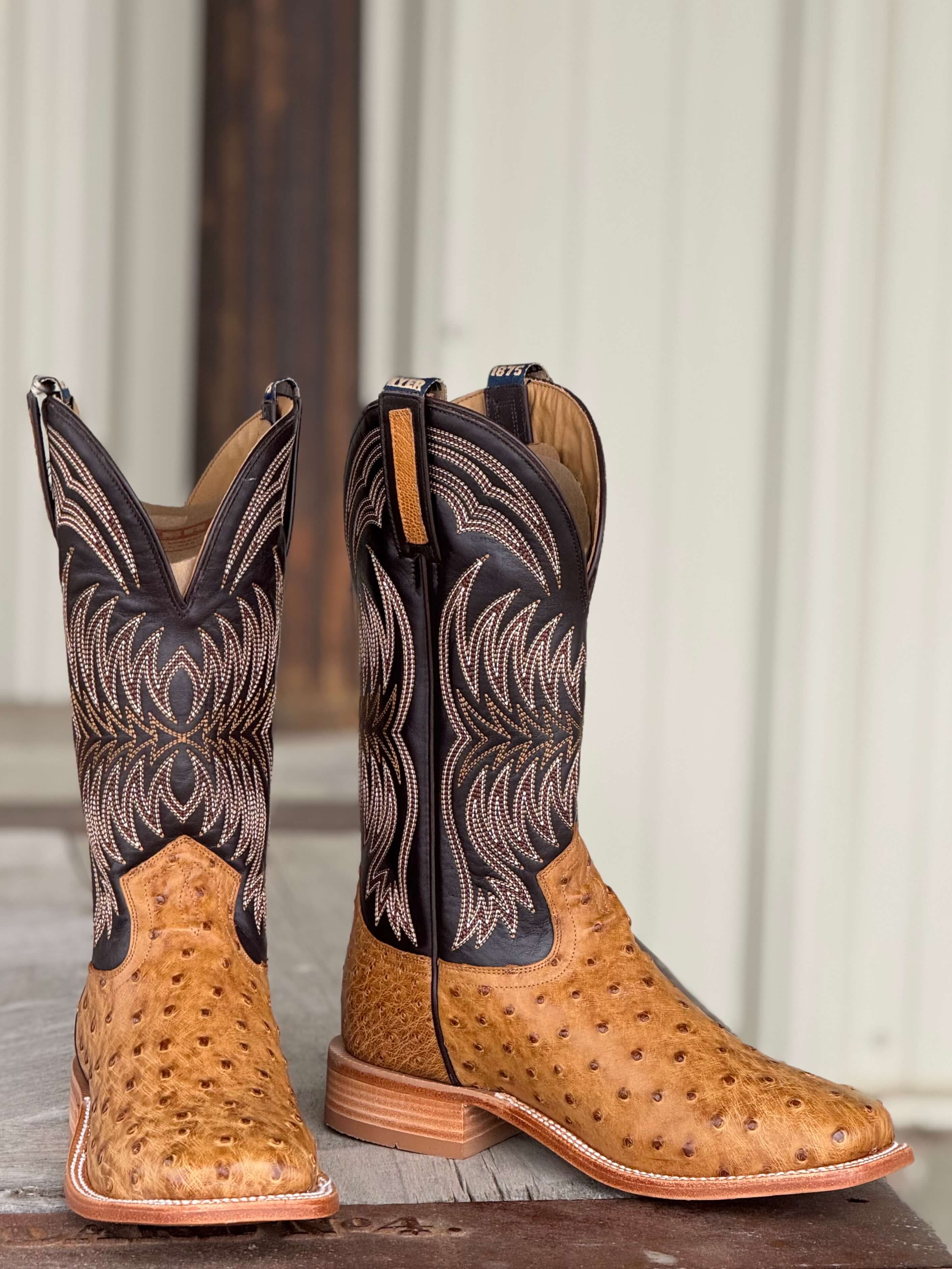 セモアージュ  40 カーキバイカラー裏起毛プルオーバー HYER Boot Co. | Langdon Umber Bruciato Full Quill Ostrich Boot