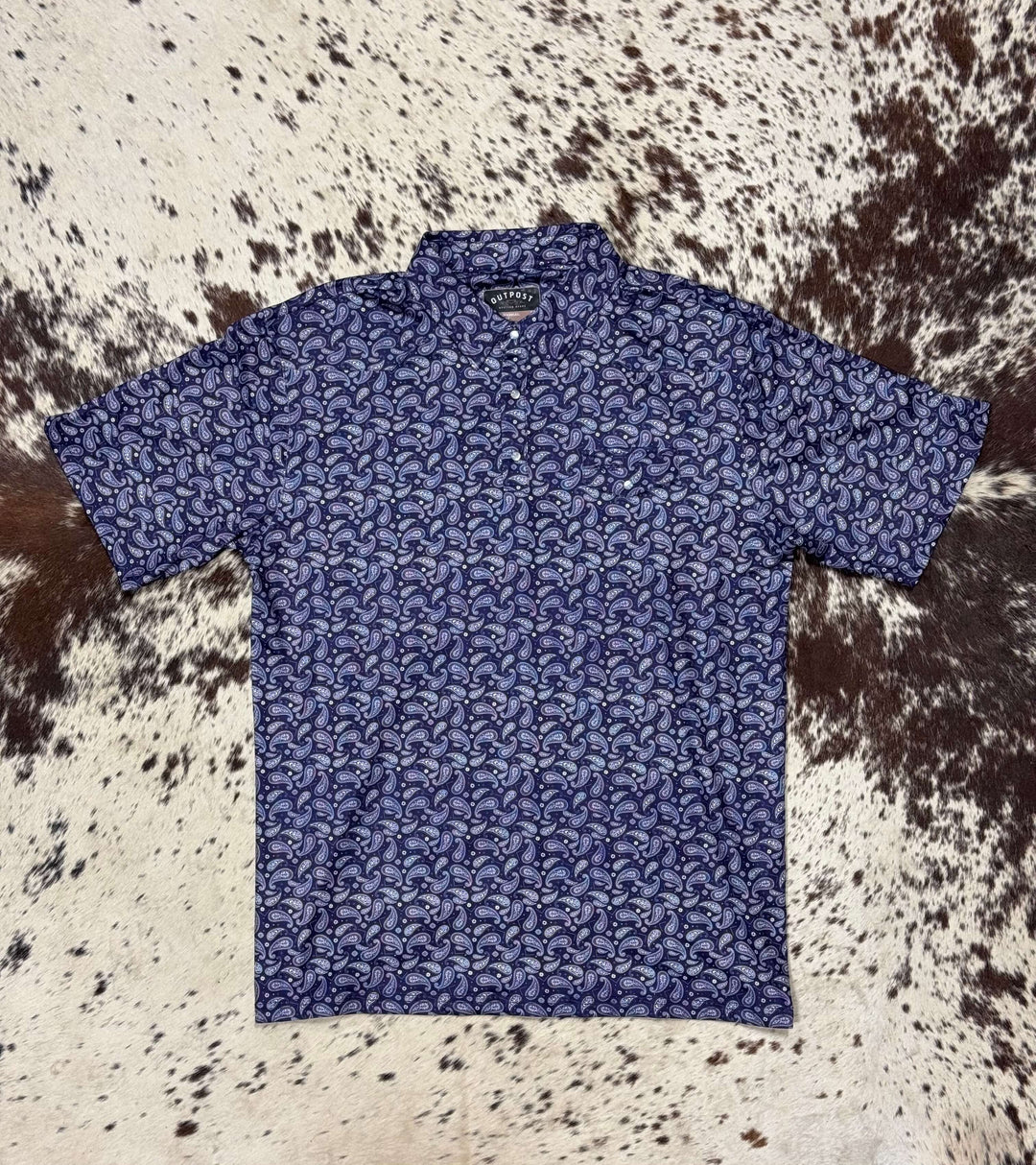 Outpost Performance Dark Indigo Paisley Polo Shirt