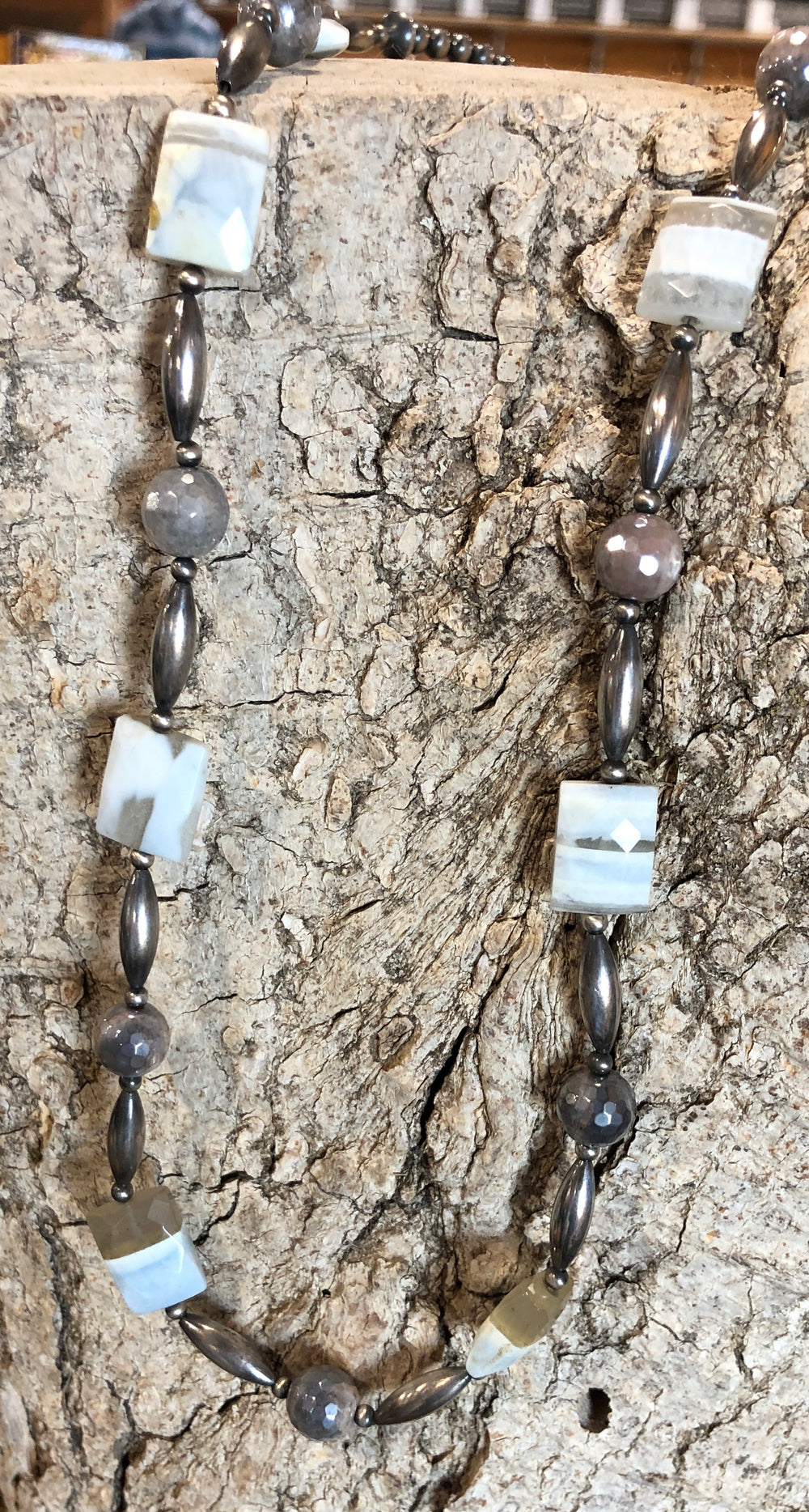 Rustic Rose Jewelry | 24” Moonstone Mix Necklace detail