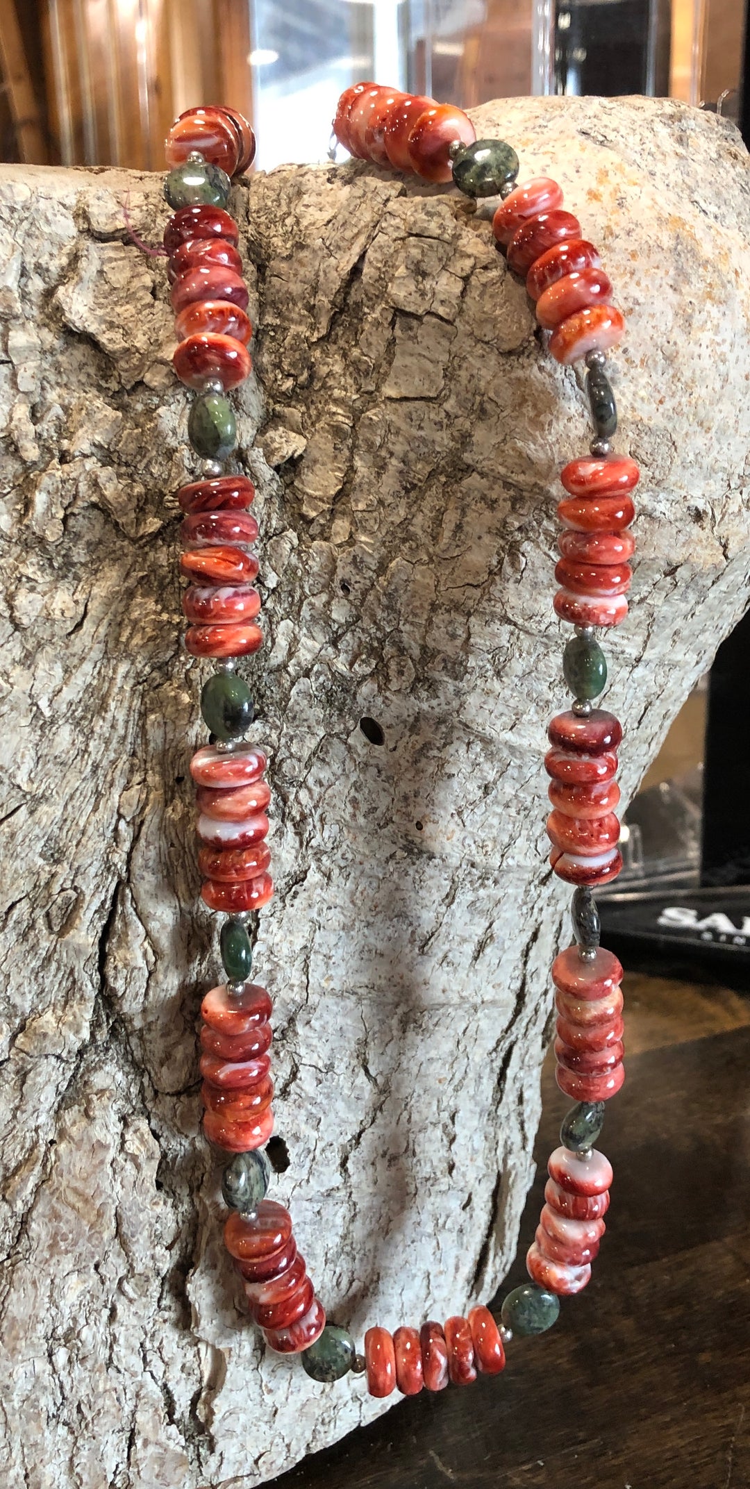 Rustic Rose Jewelry | #235 Red Spiny Oyster & Jasper Necklace