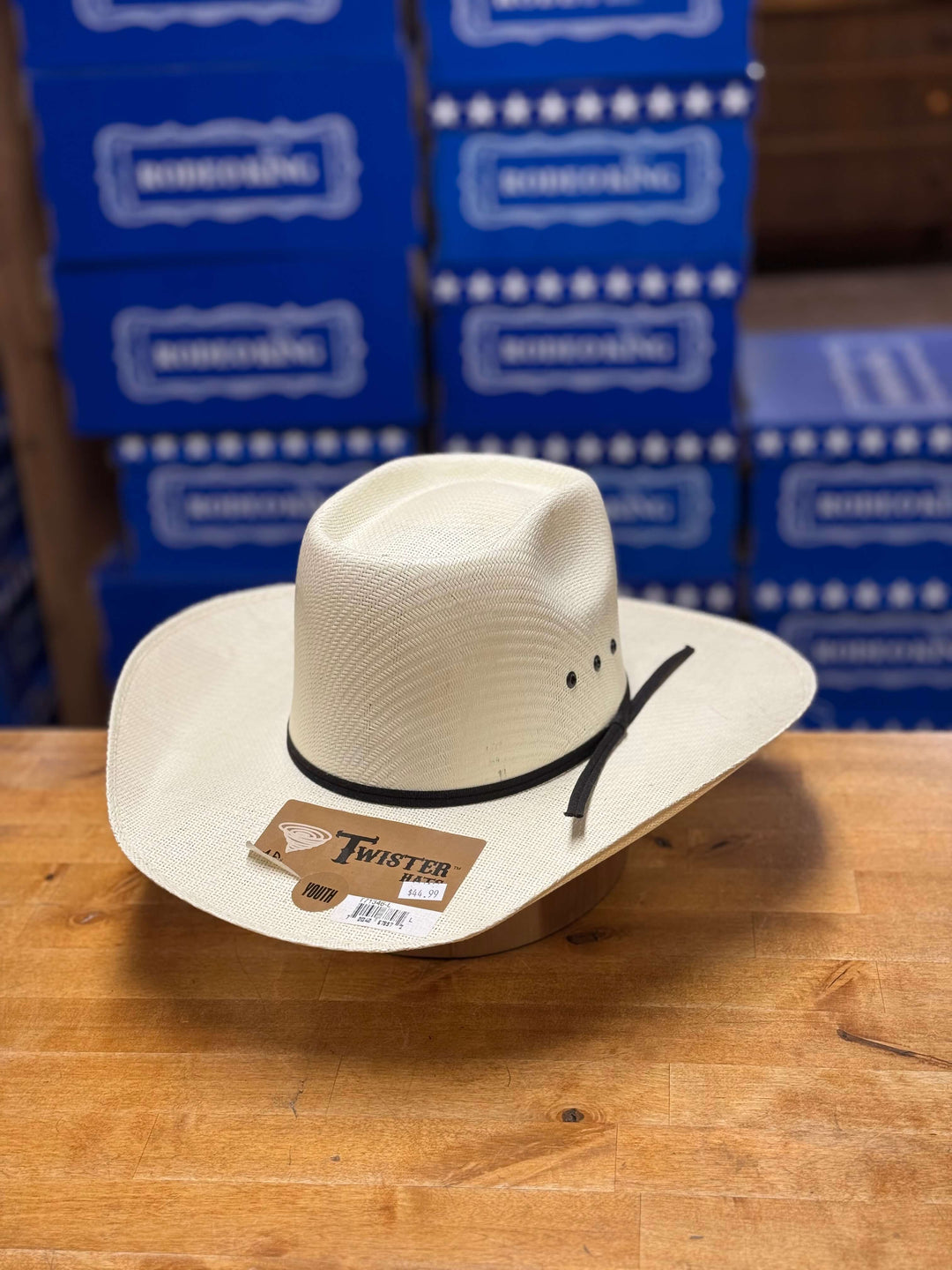 Twister | Youth Straw Rounded Brick Crown Hat