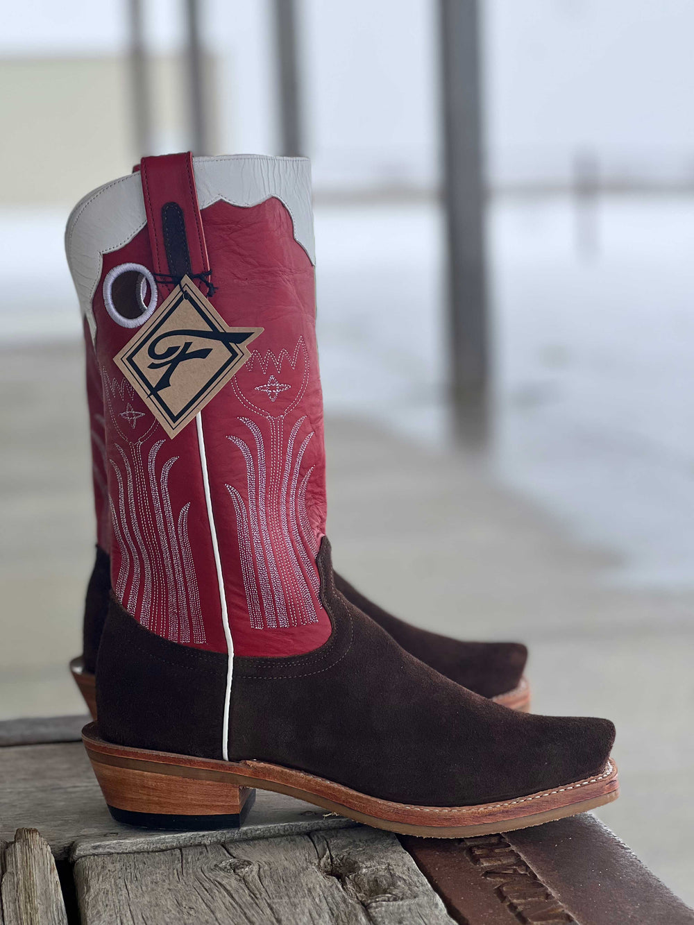 Fenoglio Boot Co. | Chocolate Cape Buffalo Roughout Boot | Side