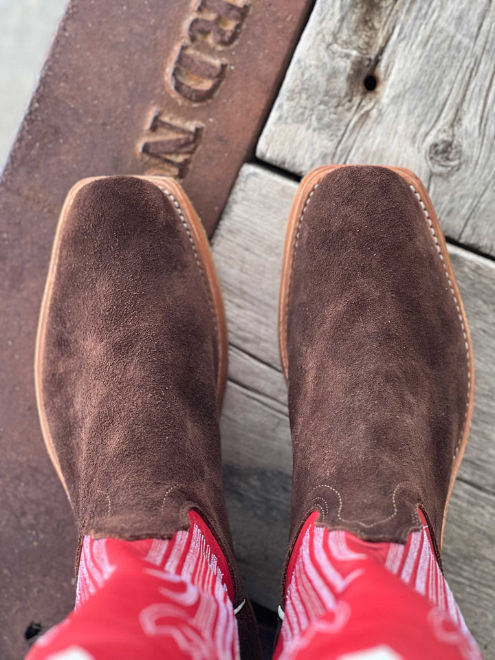 Fenoglio Boot Co. | Chocolate Cape Buffalo Roughout Boot | Toe