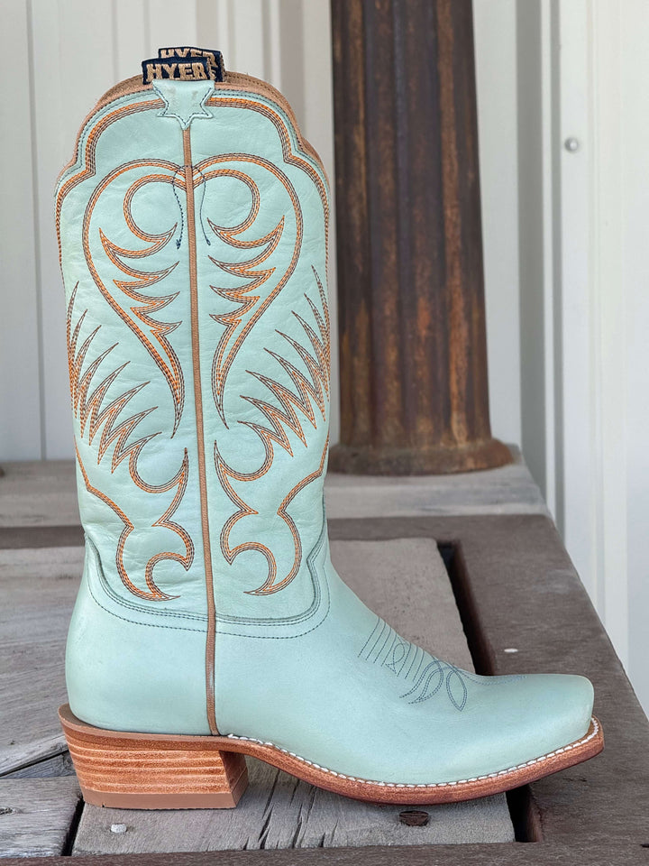 HYER Boot Co. | Leawood Robin's Egg Burnished Cowhide Boot | Side View