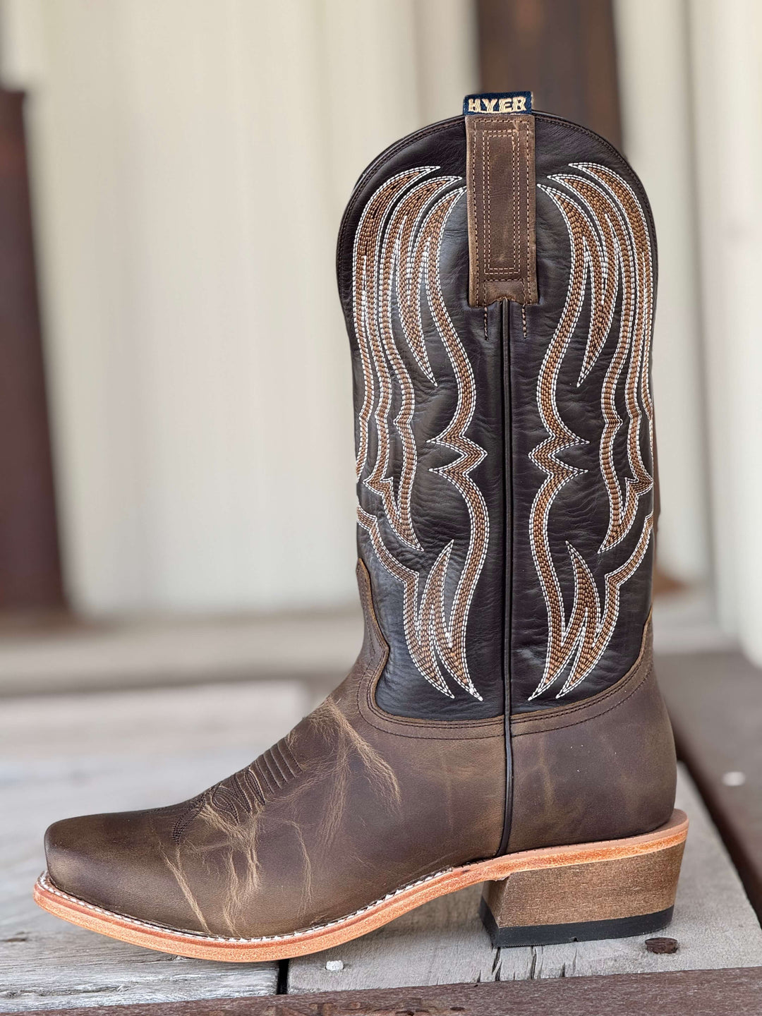 HYER Boot Co. | Stafford Tan Crazy Cowhide Boot | Side View