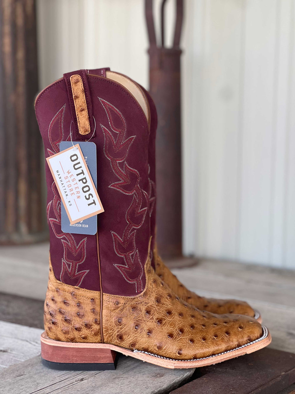 Anderson Bean | Umber Bruciato Full Quill Ostrich Boot | Side