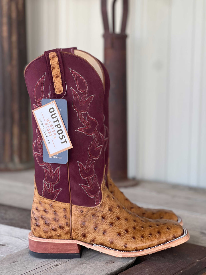 Anderson Bean | Umber Bruciato Full Quill Ostrich Boot | Side