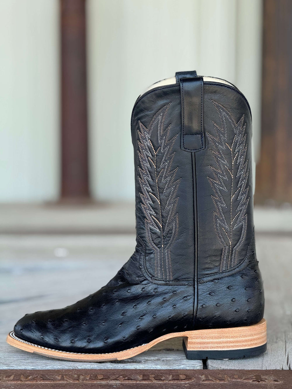 Horse Power Top Hand  | 11" Black FQ Ostrich Boot Side View