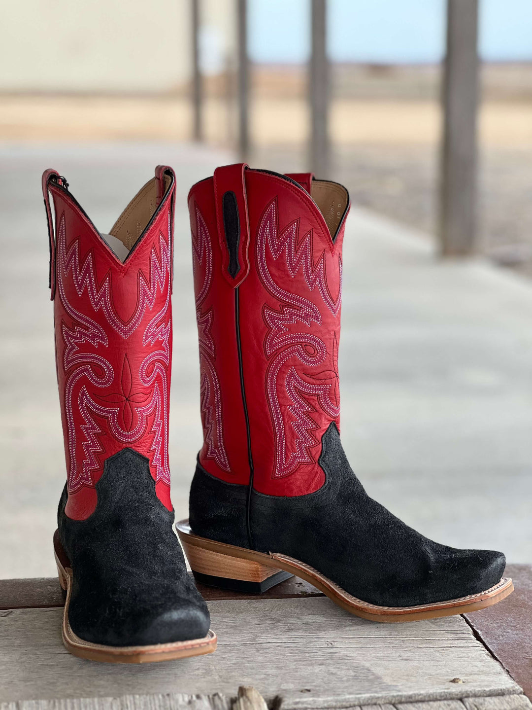 Fenoglio Boot Co. | Black Victoria Roughout w/ Red Boot