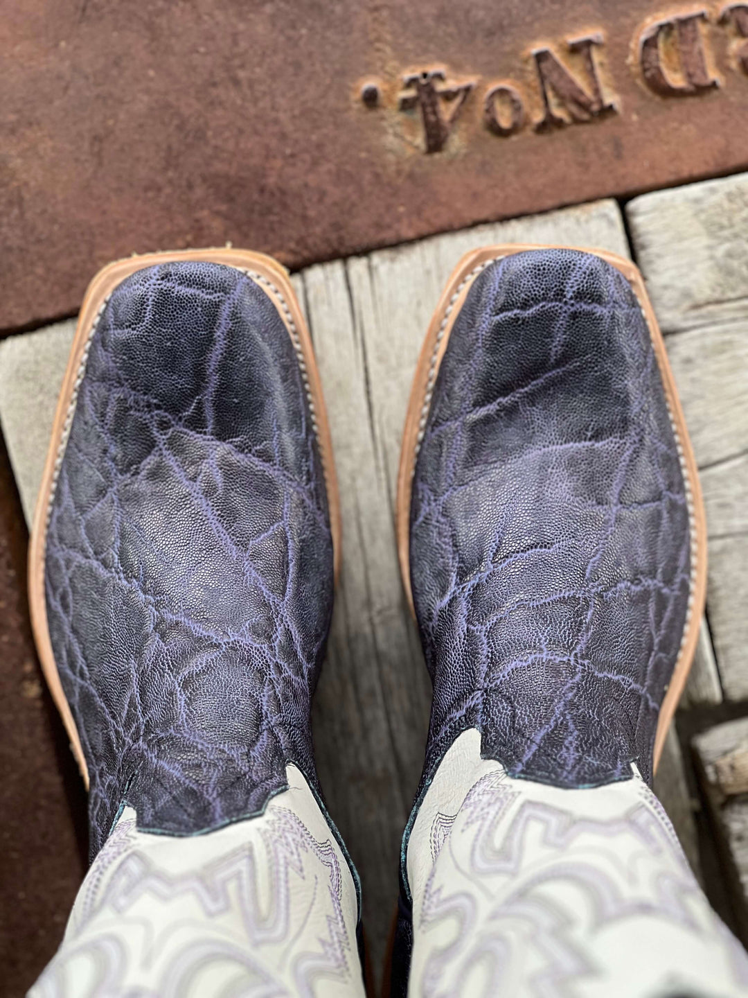 Toe View Fenoglio Boot Co. | Purple Vintage Elephant Boot