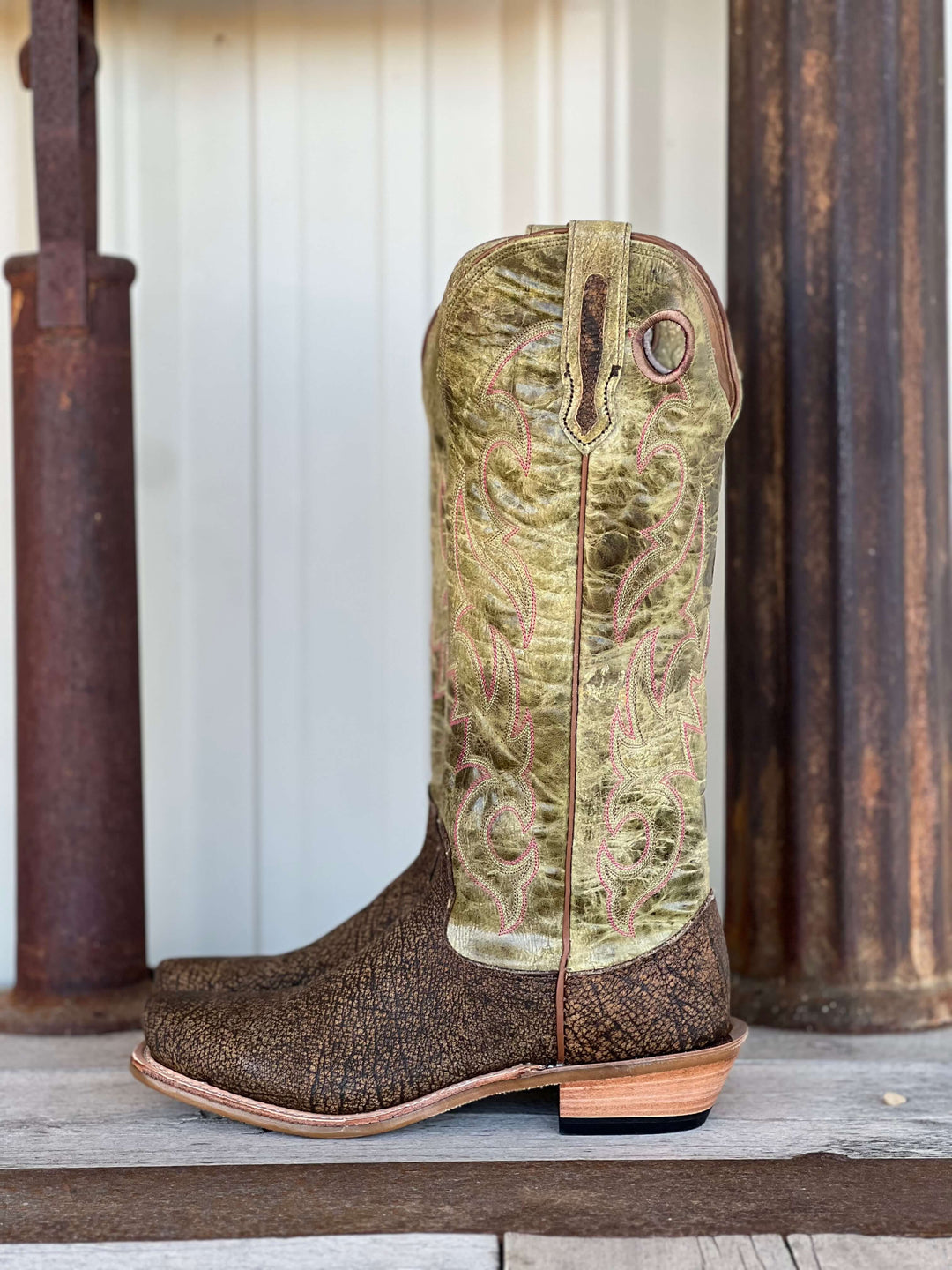 Side View Fenoglio Boot Co. | Tan Cape Buffalo Tall Top Boot