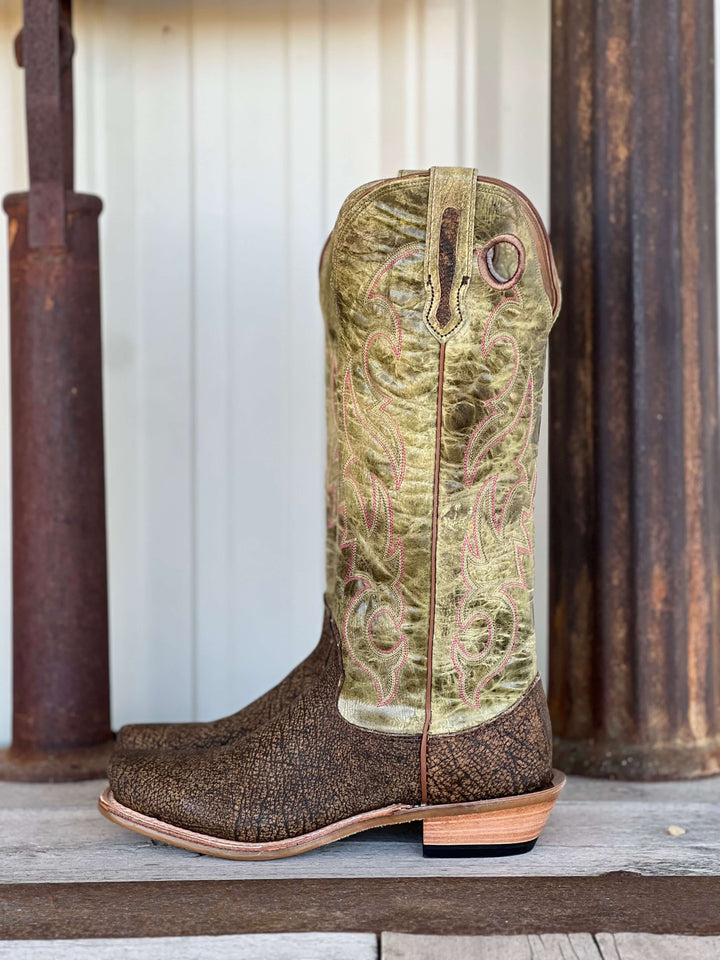 Side View Fenoglio Boot Co. | Tan Cape Buffalo Tall Top Boot