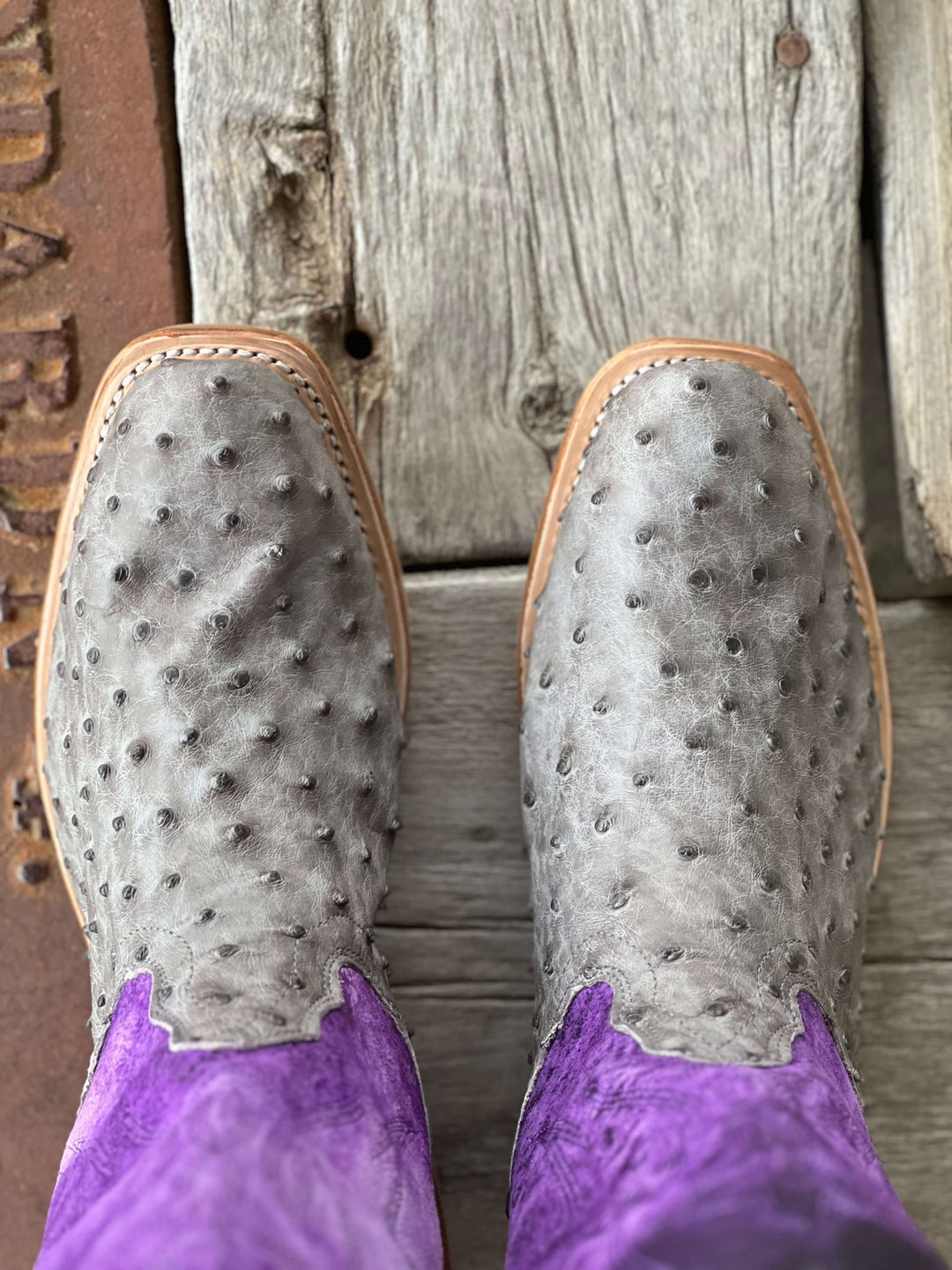 Toe View Fenoglio Boot Co. | Serpentine Bruciato FQ Ostrich Boot