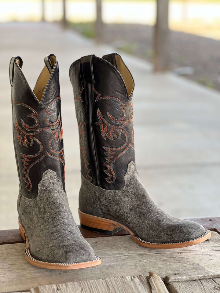 Olathe Boot Co.  | Slate Safari Giraffe Black Kidskin Boot