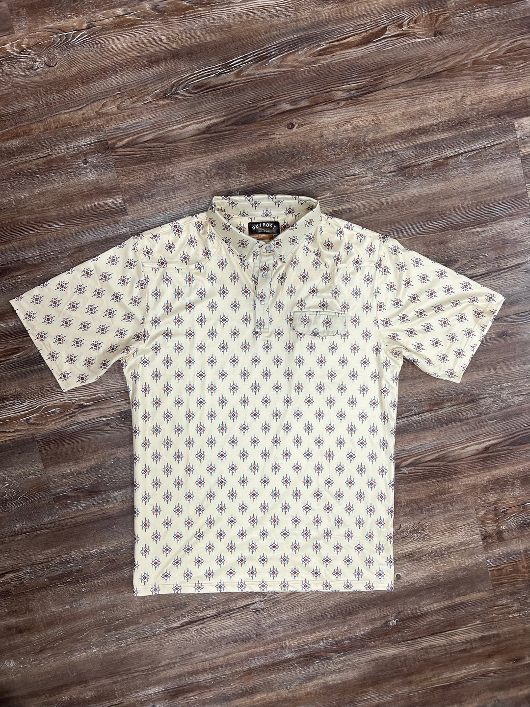 Outpost Performance Cream Aztec Polo Shirt
