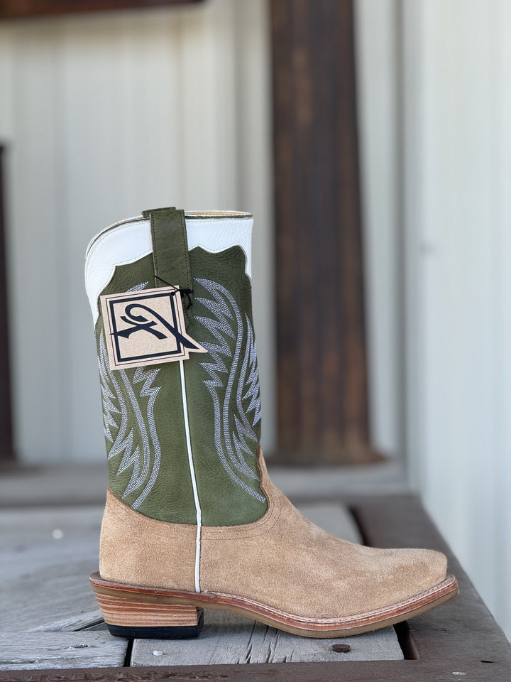 Fenoglio Boot Co. | Tan Victoria Roughout Boot | Side View