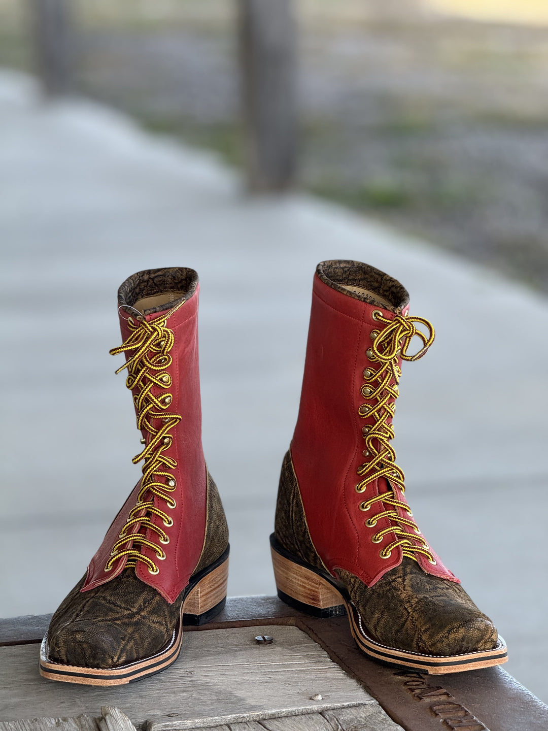 Olathe Boot Co.  | Antique Saddle Safari Elephant Lacer Boot