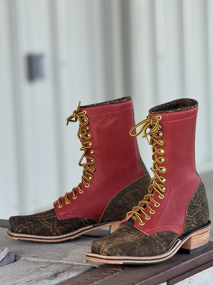 Olathe Boot Co. | Antique Saddle Safari Elephant Lacer Boot
