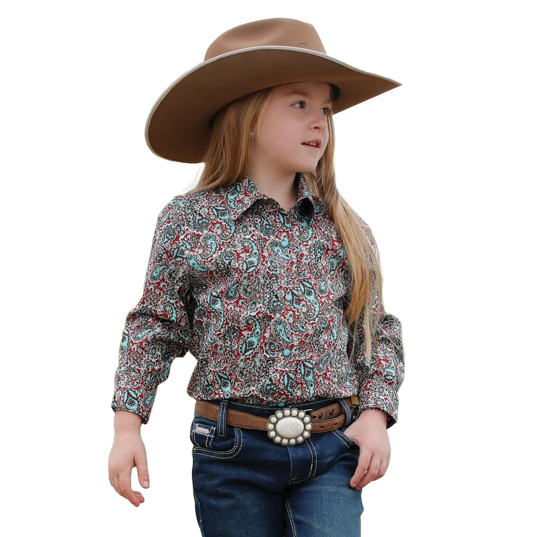 Cinch | Girl's Paisley Print LS Shirt