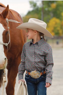 Cinch | Girl's Geometric Print LS Shirt