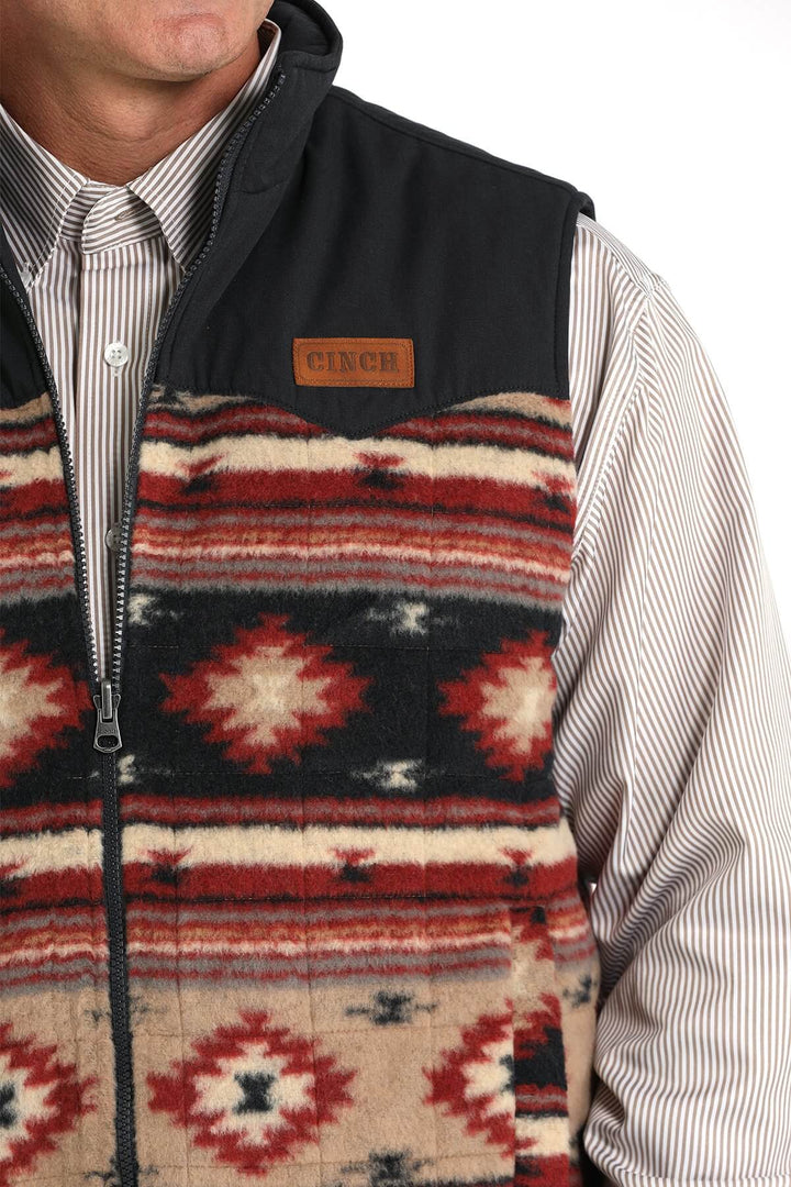 Cinch | Reversible Navy Southwest Quilted Vest Close Up View