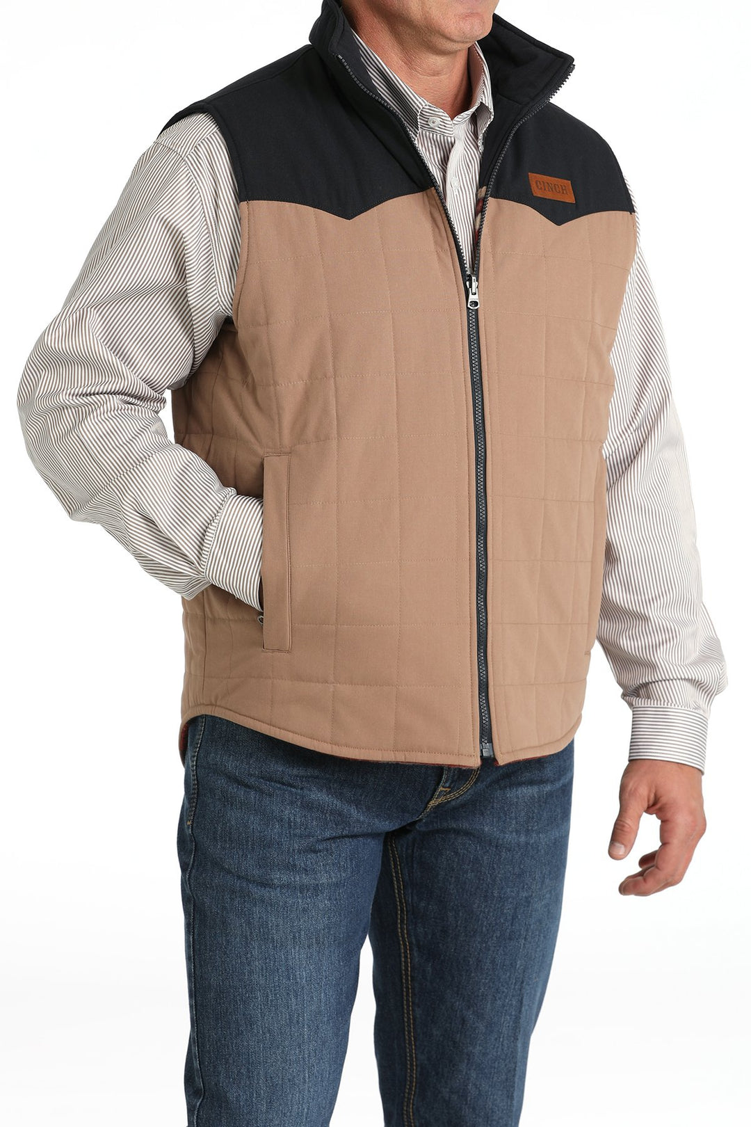 Cinch | Reversible Navy Southwest Quilted Vest reversed View