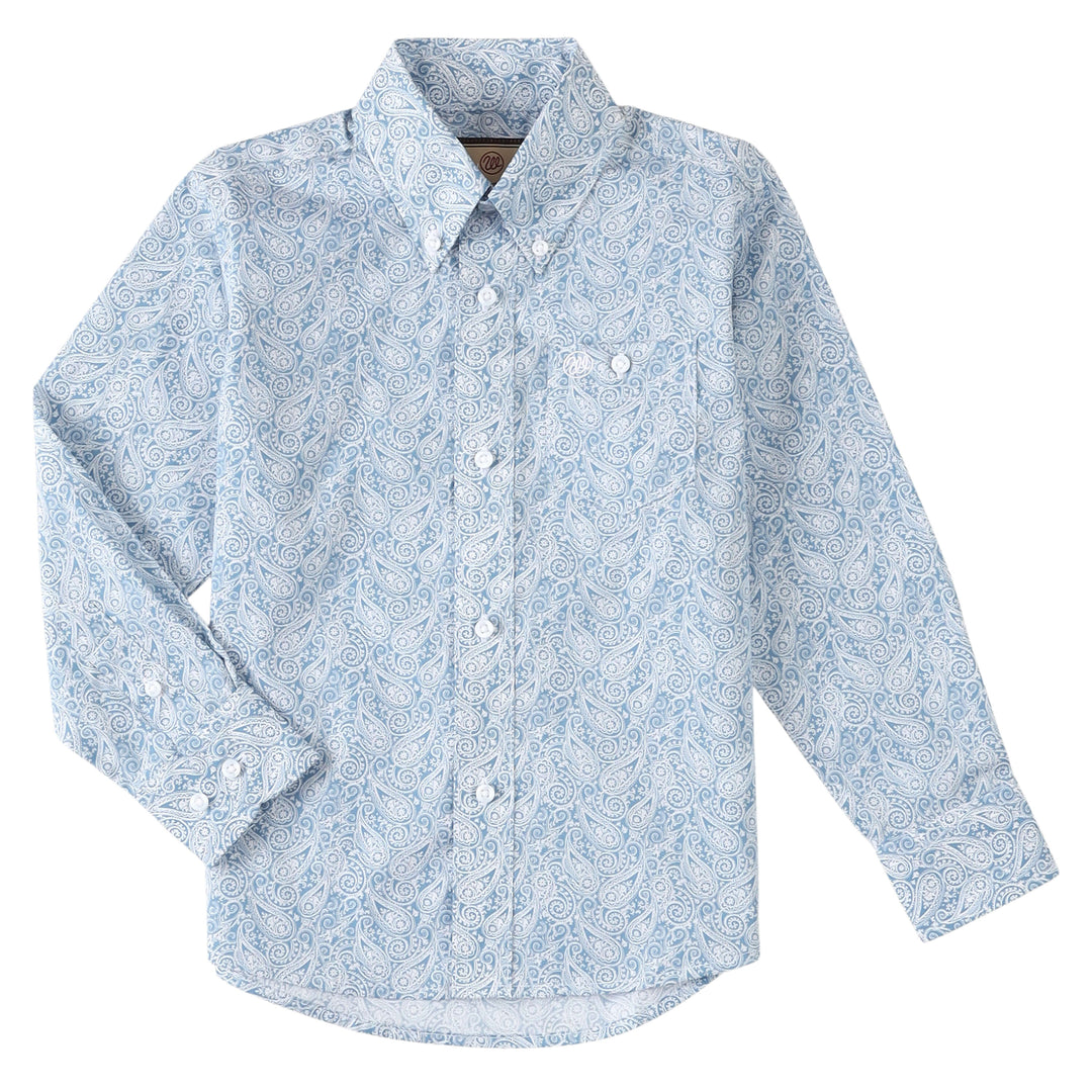 Wrangler | Boys Classic Blue Paisley Print LS Shirt