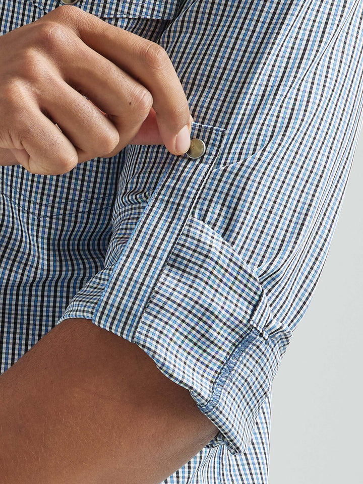 Wrangler | Blue Plaid Western Performance Snap Shirt