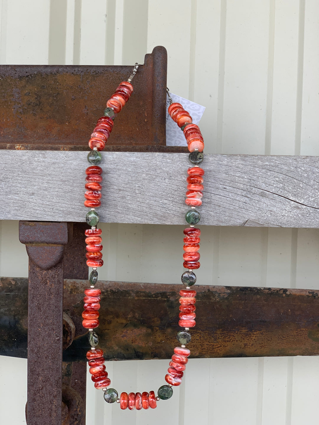Rustic Rose Jewelry | #235 Red Spiny Oyster & Jasper Necklace