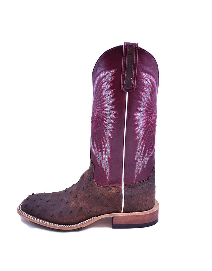 Side view Anderson Bean | Kango Tobacco Mojave Full Quill Ostrich Boot