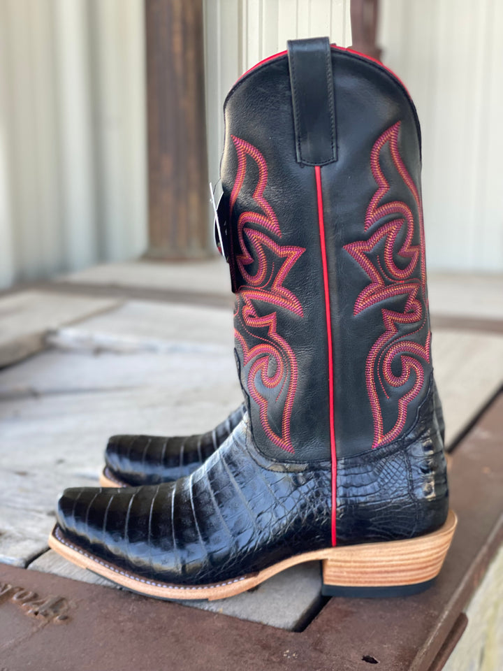 Macie Bean Top Hand |  Black Caiman Belly Ladies Boot TK toe Side View