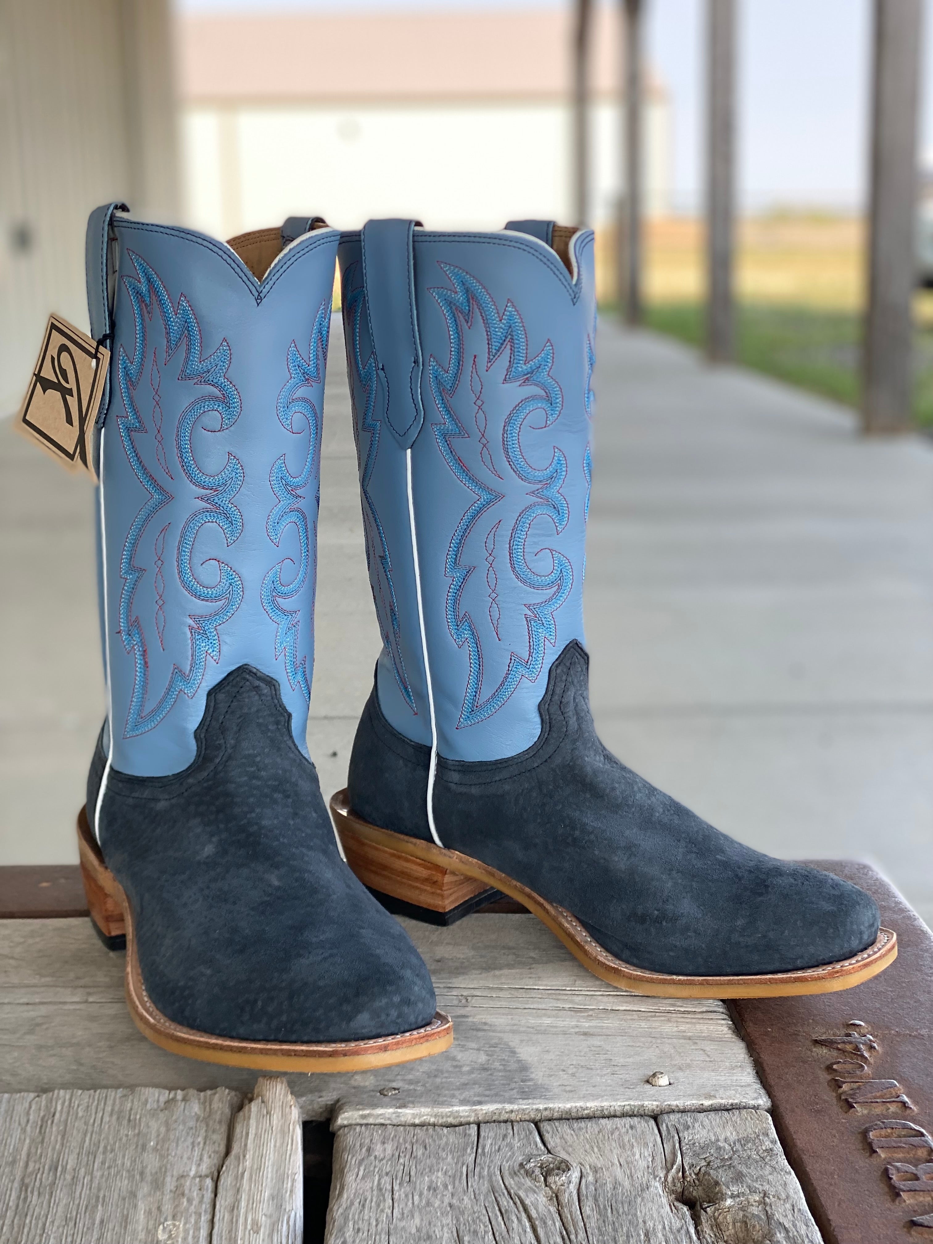 Fenoglio Boot Co Navy Carpincho Boot Outpost Western Store fenoglio-boot-co-fort-worth-stockyards