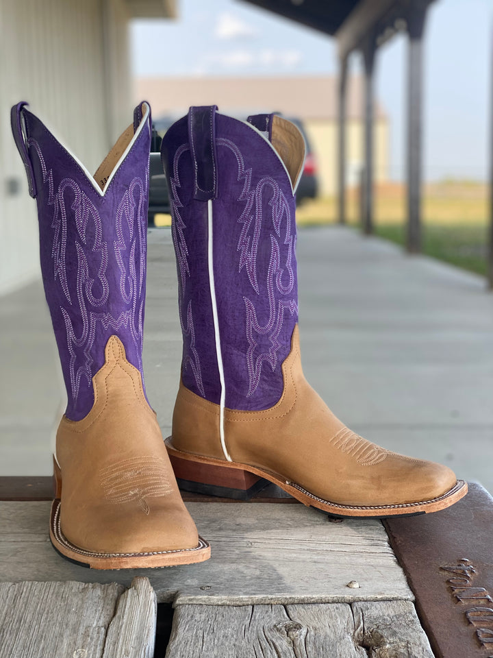 Anderson Bean | Tan Crazyhorse Purple Mad Dog Boot