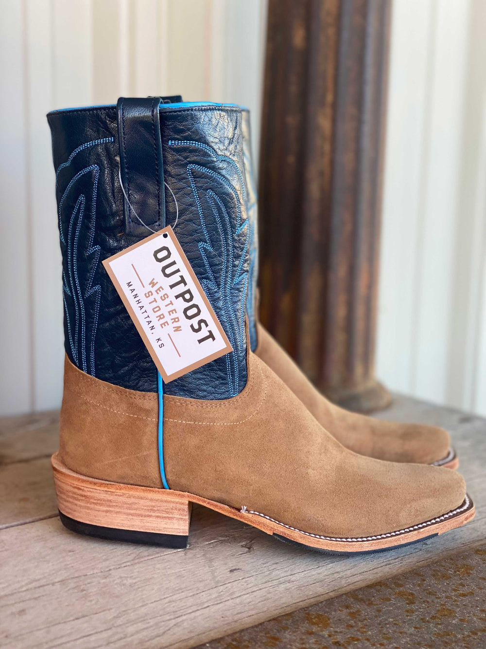 Side View Olathe Boot Co. | Tan Newman KS Toe Boot