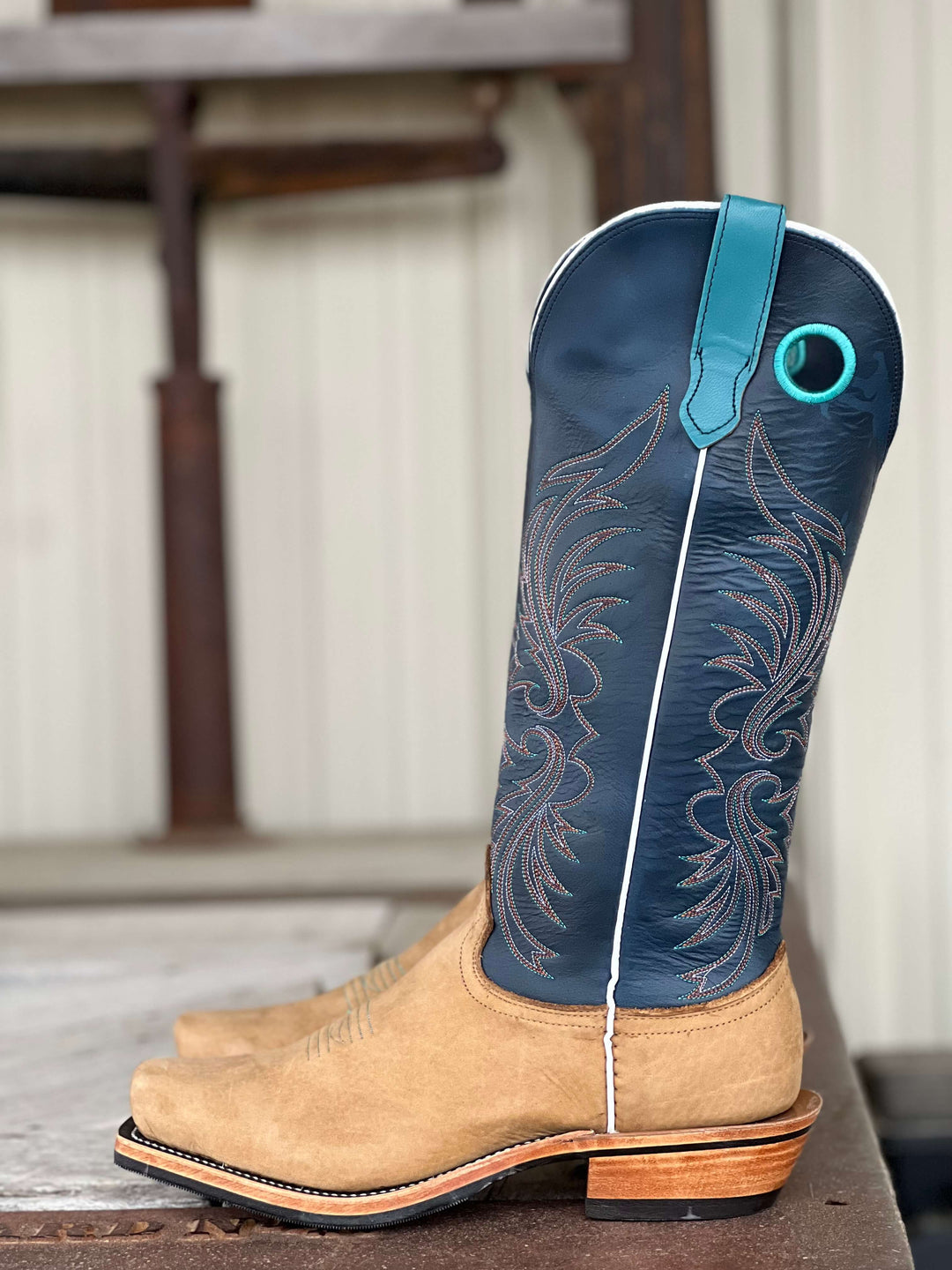 Side View Fenoglio Boot Co. | Havana Nubuck Tall Top Boot