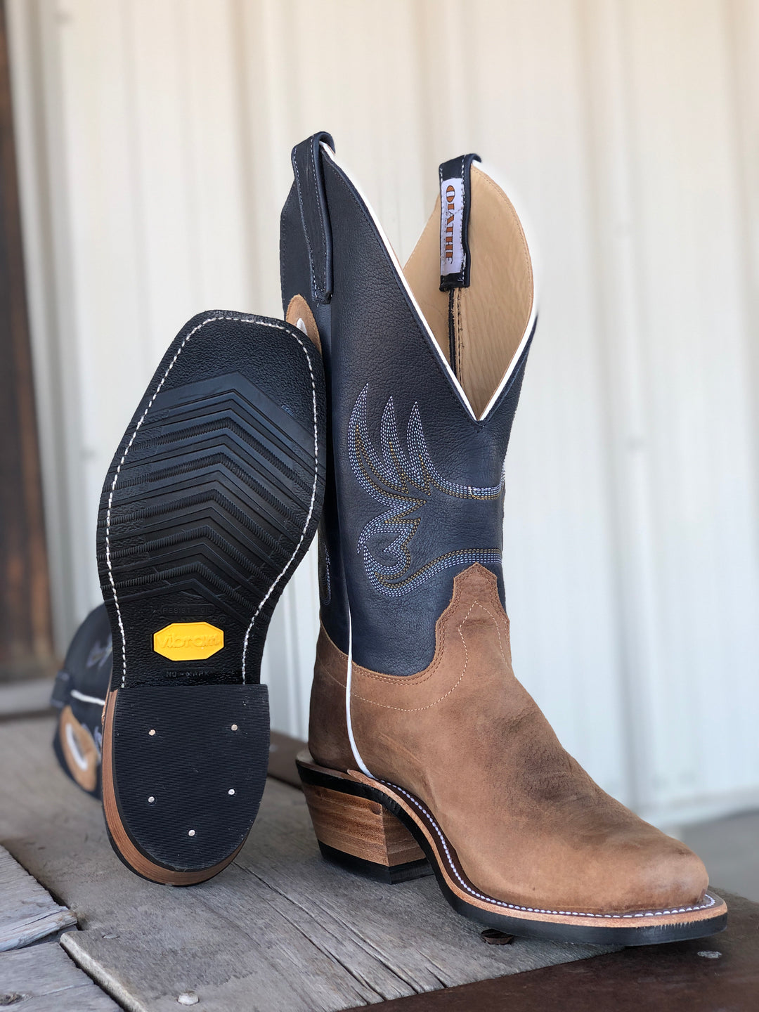 Bottom Vibram Sole view Olathe Boot Co. | Dune Rough Rider 13" Top Boot