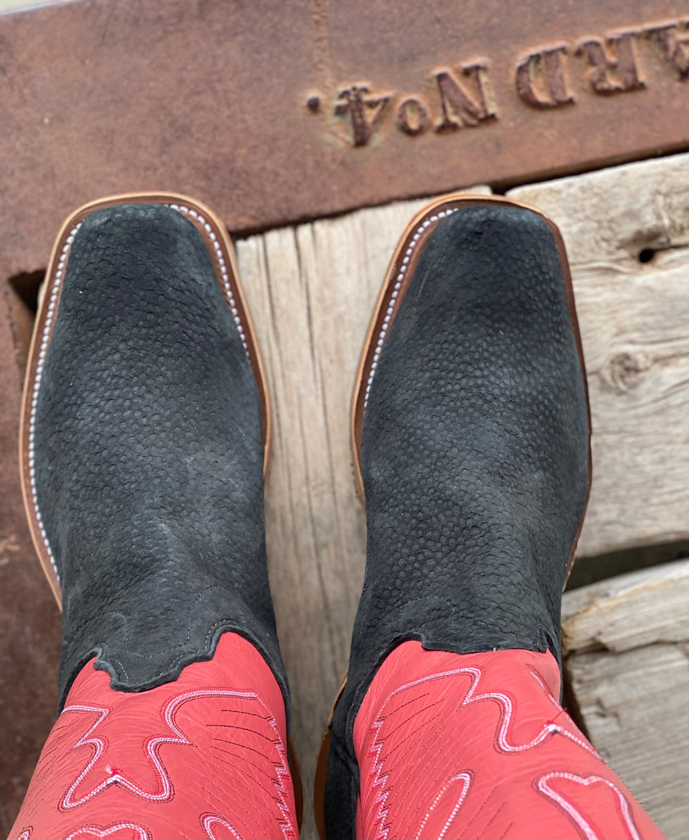 Toe View Olathe Boot Co. | Black Carpincho O Toe Boot
