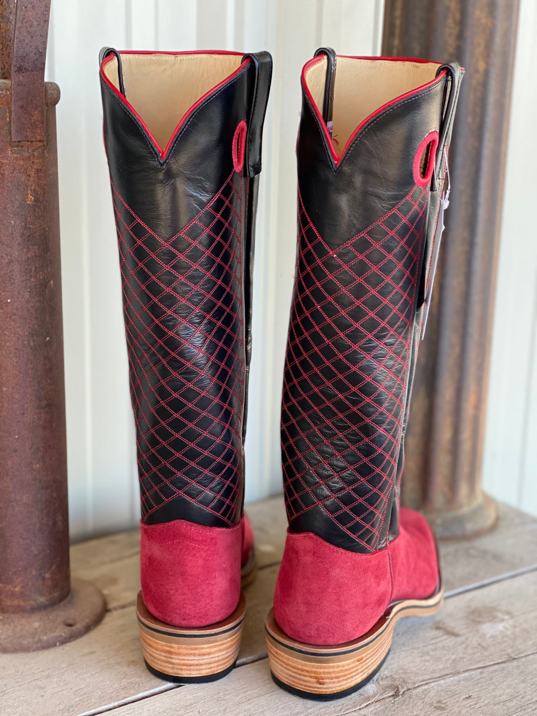 Back view Olathe Boot Co. | Firebird Pig Suede Tall Top Boot