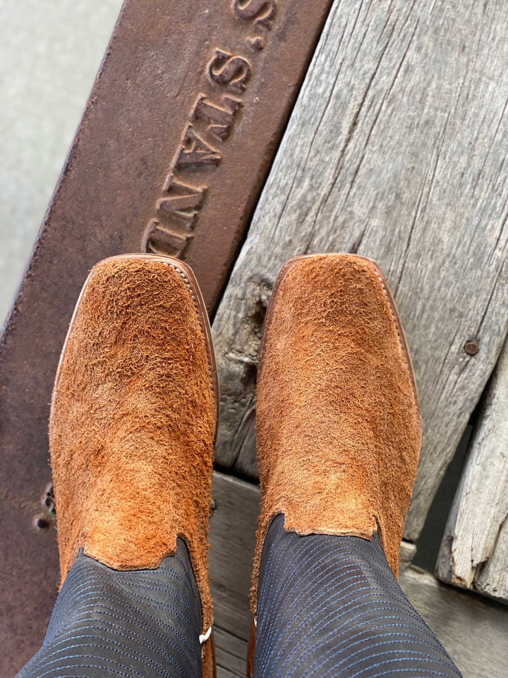 Toe View Fenoglio Boot Co. | Shrunken Bison Roughout Boot