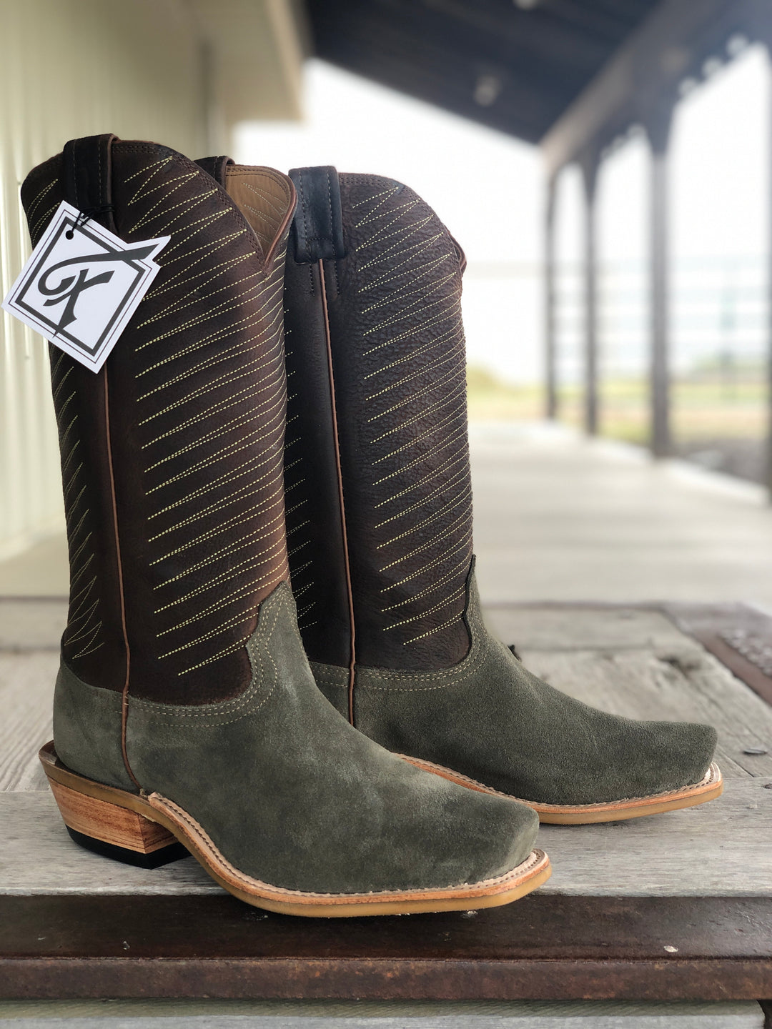 Fenoglio Boot Co. | Olive Roughout w/Whiskey Boot