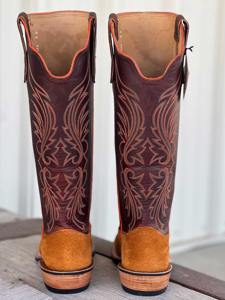 Back View Fenoglio Boot Co. | Grizzly Tan Roughout Boot